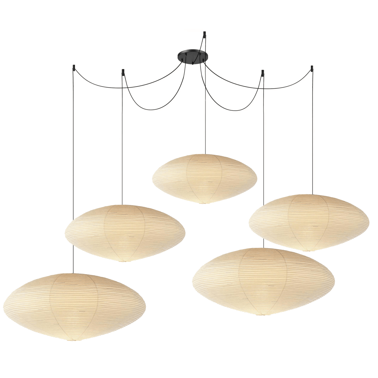 Hanglamp Japandi Washi Papier met Ovale Kap en Verstelbare Kabel