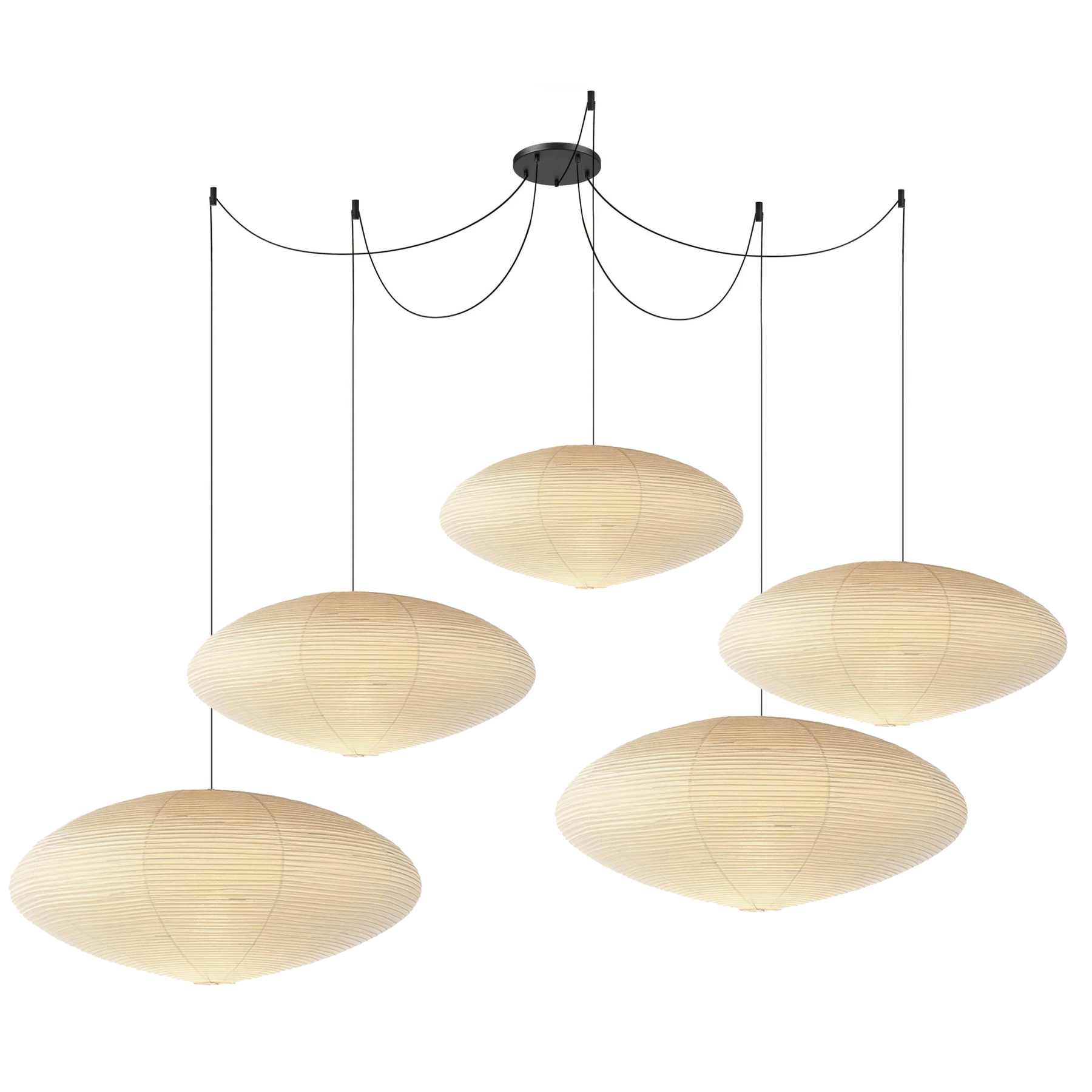 Hanglamp Japandi Washi Papier met Ovale Kap en Verstelbare Kabel
