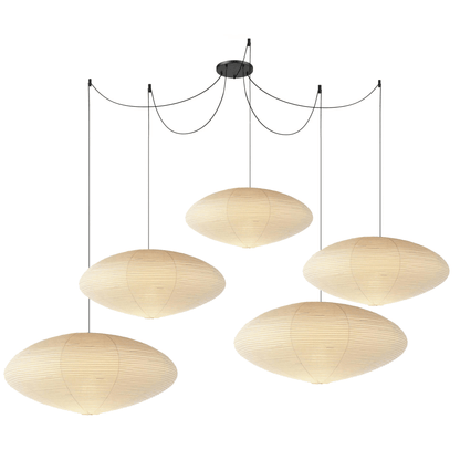 Hanglamp Japandi Washi Papier met Ovale Kap en Verstelbare Kabel
