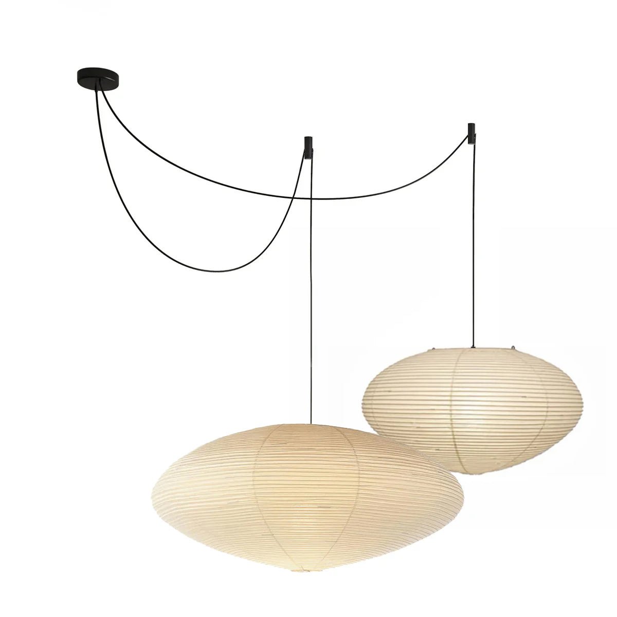 Hanglamp Japandi Washi Papier met Ovale Kap en Verstelbare Kabel