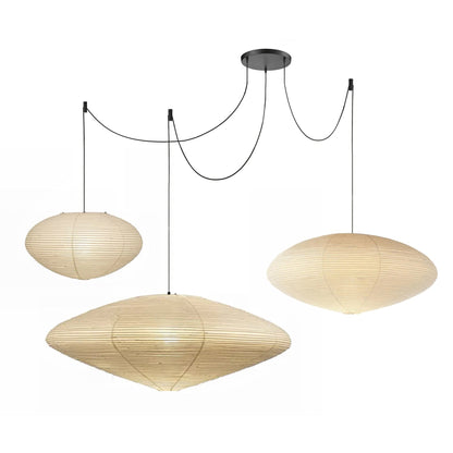 Hanglamp Japandi Washi Papier met Ovale Kap en Verstelbare Kabel