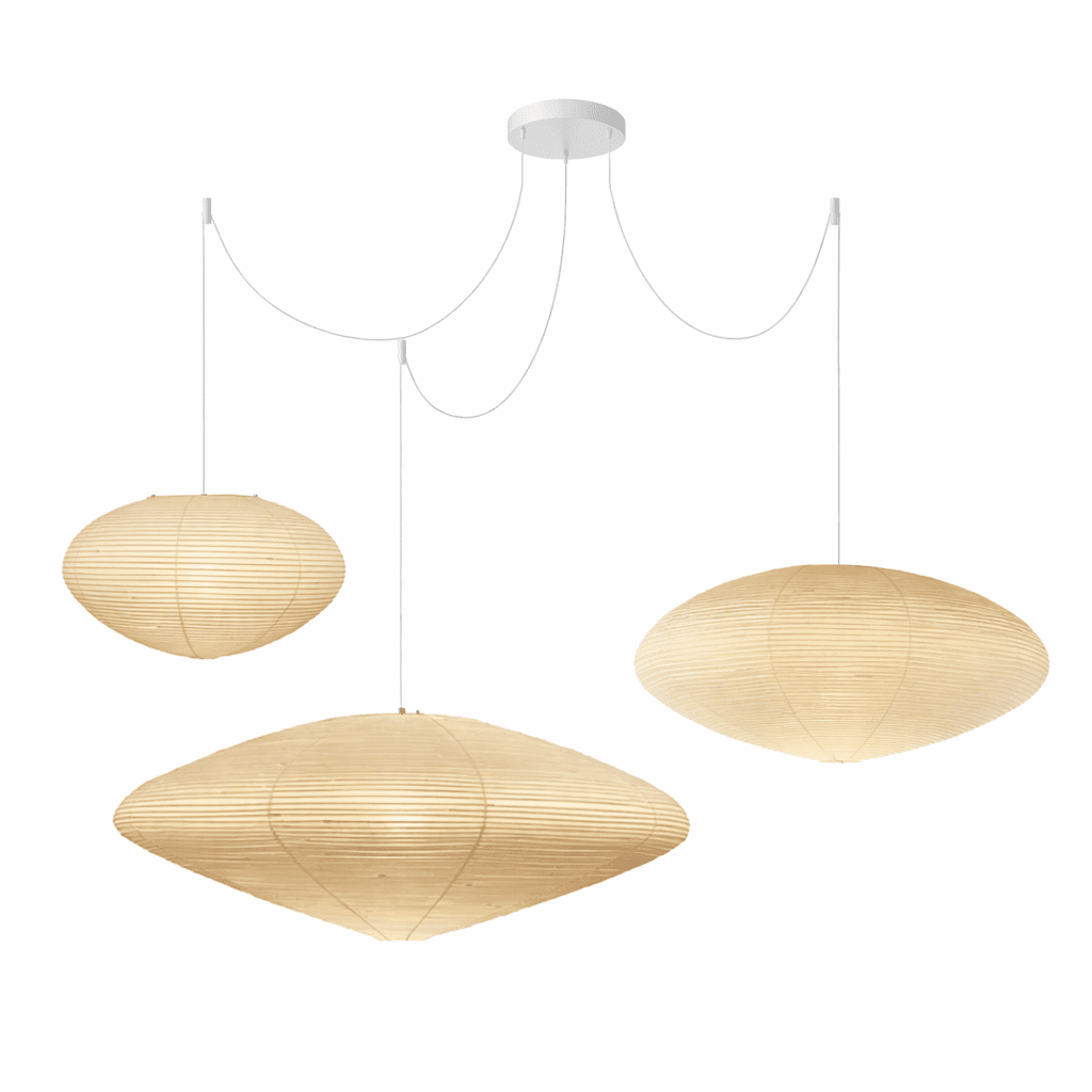 Hanglamp Japandi Washi Papier met Ovale Kap en Verstelbare Kabel