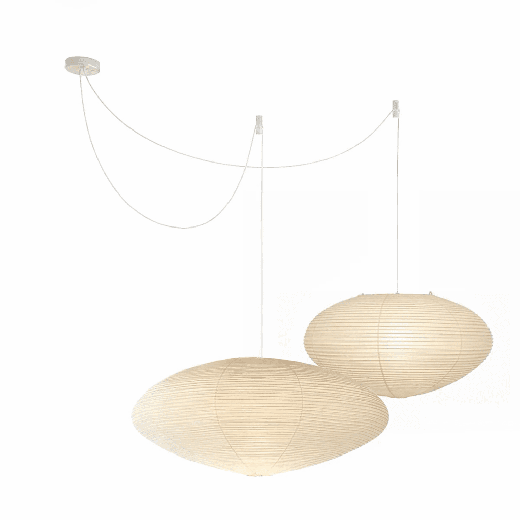 Hanglamp Japandi Washi Papier met Ovale Kap en Verstelbare Kabel