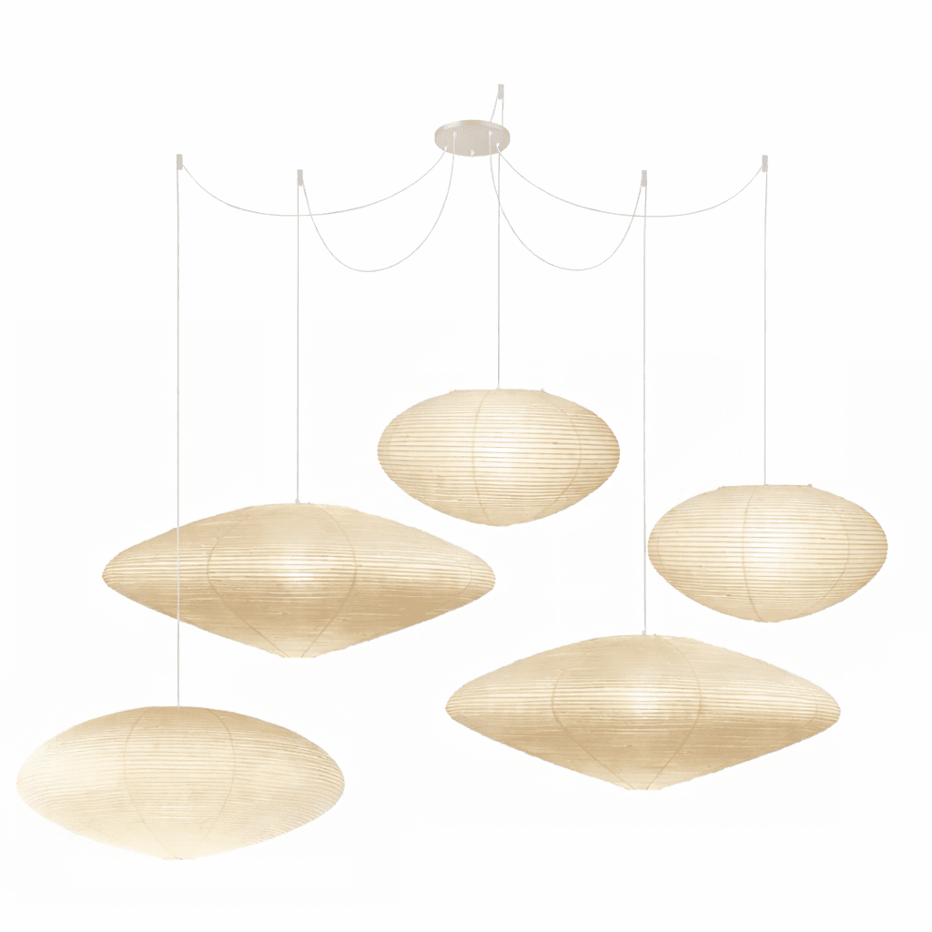 Hanglamp Japandi Washi Papier met Ovale Kap en Verstelbare Kabel