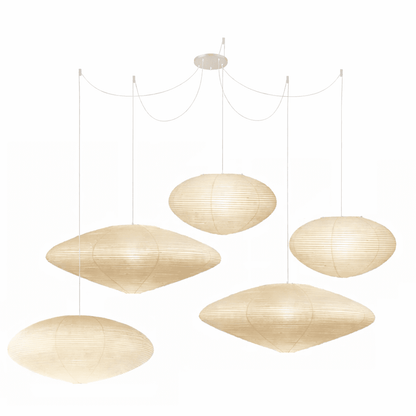 Hanglamp Japandi Washi Papier met Ovale Kap en Verstelbare Kabel