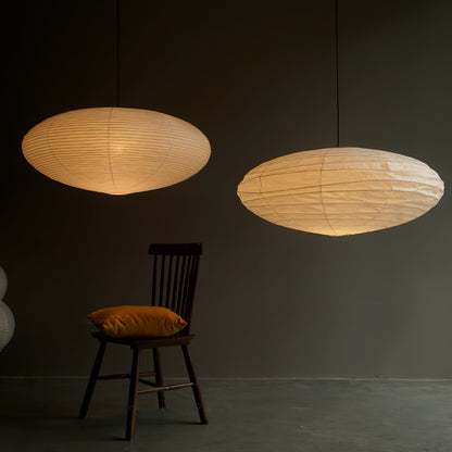 Hanglamp Japandi Washi Papier met Ovale Kap en Verstelbare Kabel