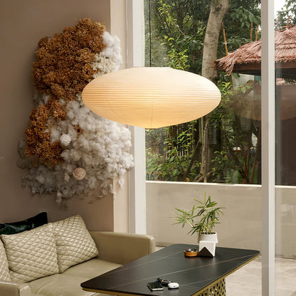 Hanglamp Japandi Washi Papier met Ovale Kap en Verstelbare Kabel