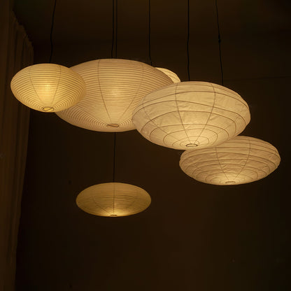 Hanglamp Japandi Washi Papier met Ovale Kap en Verstelbare Kabel