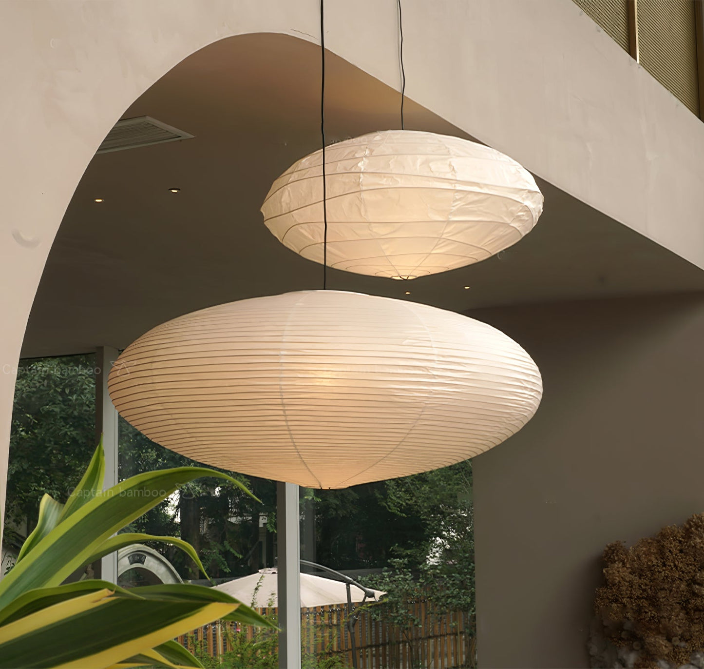 Hanglamp Japandi Washi Papier met Ovale Kap en Verstelbare Kabel