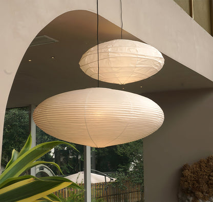 Hanglamp Japandi Washi Papier met Ovale Kap en Verstelbare Kabel