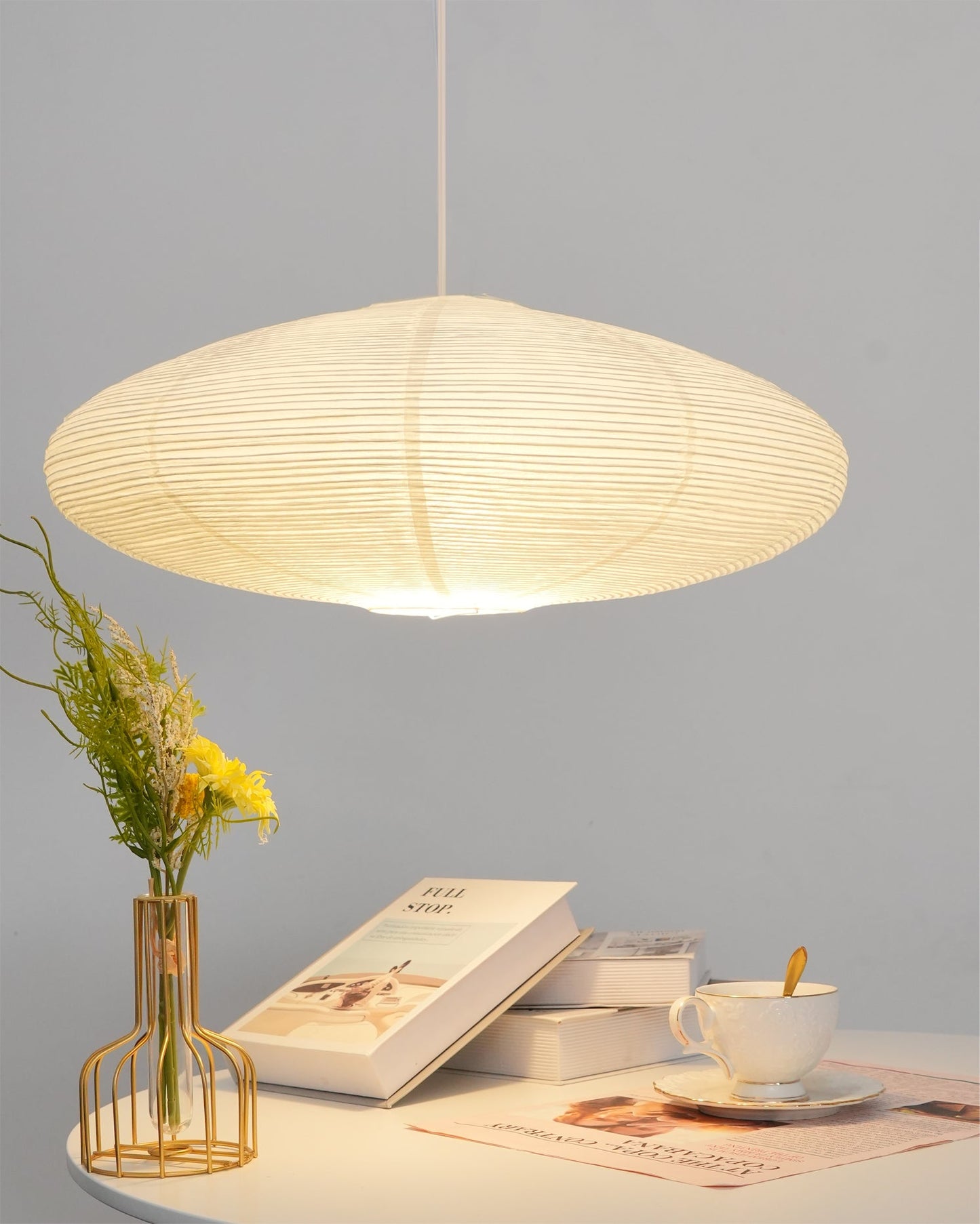 Hanglamp Japandi Washi Papier met Ovale Kap en Verstelbare Kabel