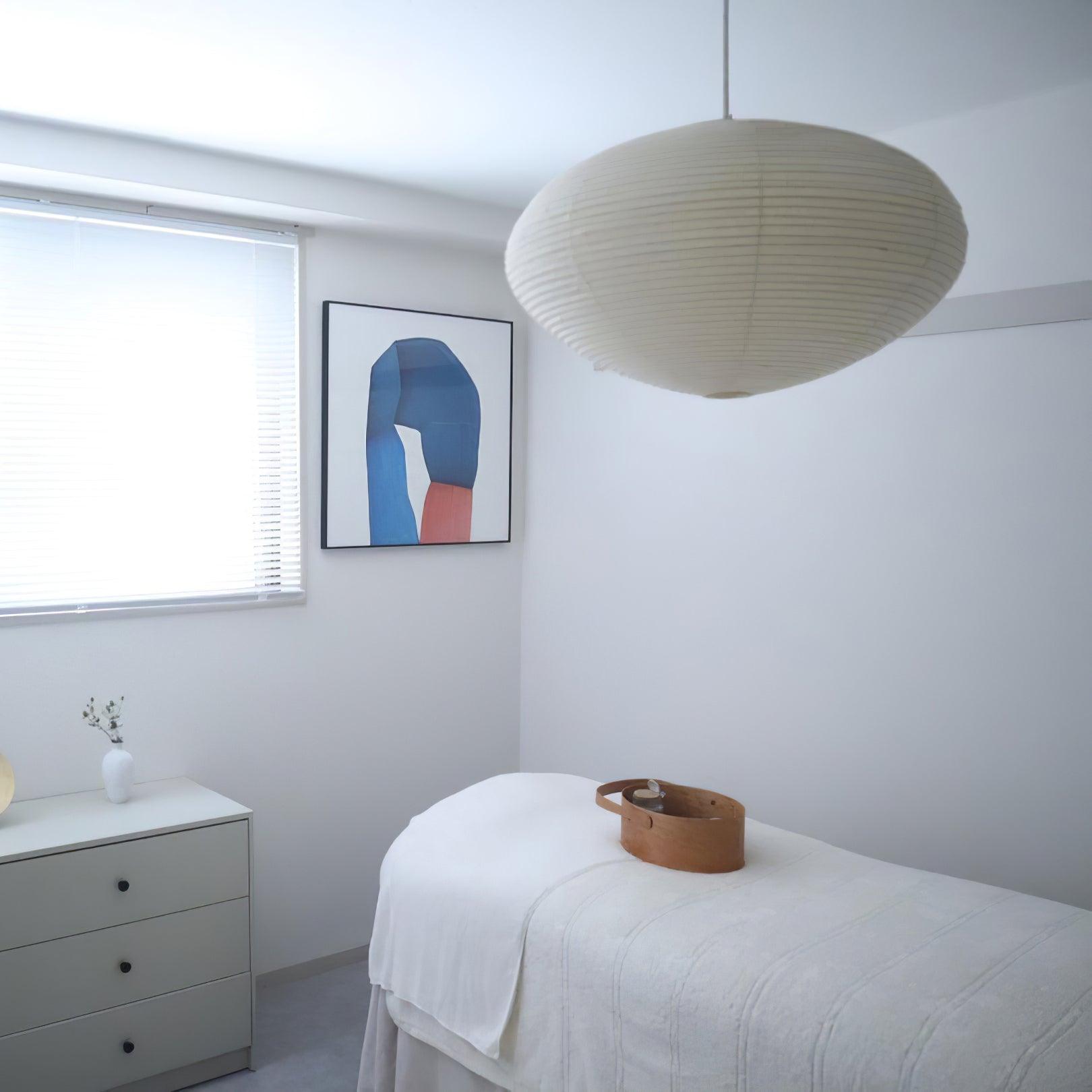 Hanglamp Japandi Washi Papier met Ovale Kap en Verstelbare Kabel