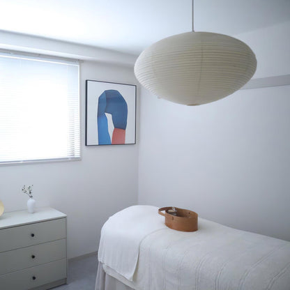 Hanglamp Japandi Washi Papier met Ovale Kap en Verstelbare Kabel