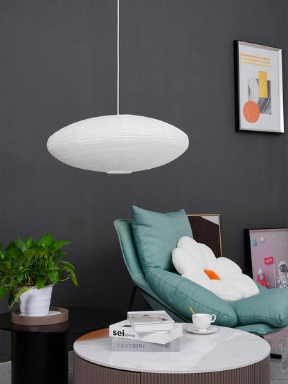 Hanglamp Japandi Washi Papier met Ovale Kap en Verstelbare Kabel