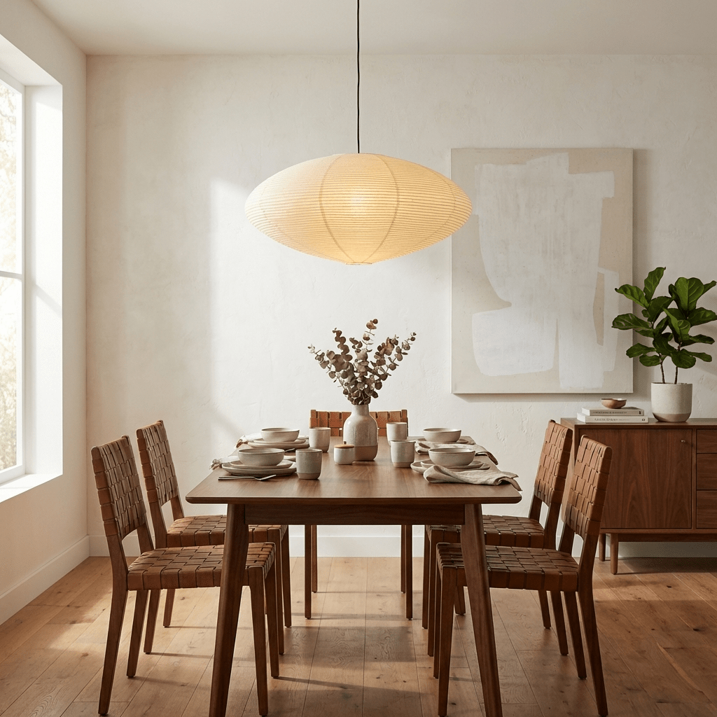 Hanglamp Japandi Washi Papier met Ovale Kap en Verstelbare Kabel