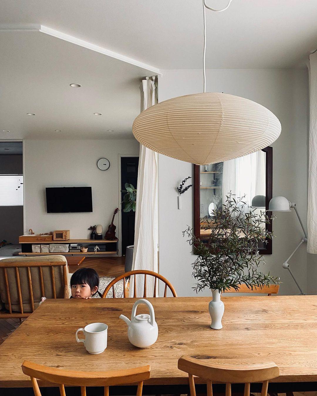 Hanglamp Japandi Washi Papier met Ovale Kap en Verstelbare Kabel