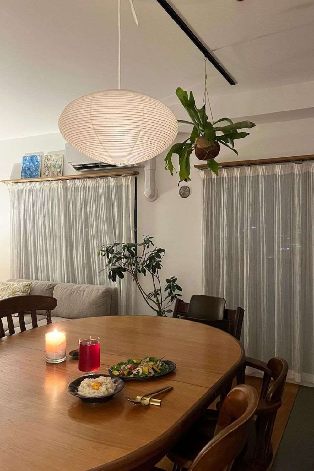 Hanglamp Japandi Washi Papier met Ovale Kap en Verstelbare Kabel