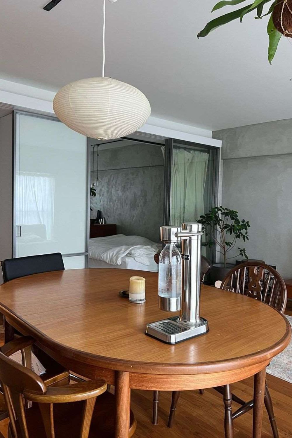 Hanglamp Japandi Washi Papier met Ovale Kap en Verstelbare Kabel
