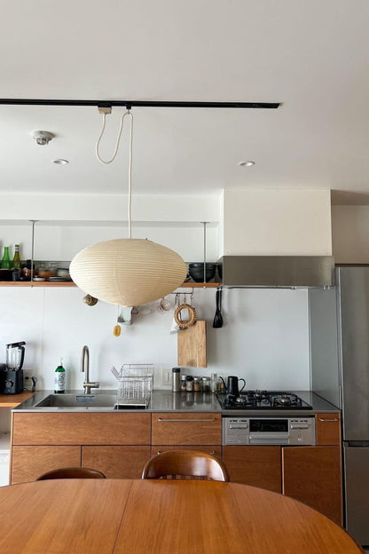 Hanglamp Japandi Washi Papier met Ovale Kap en Verstelbare Kabel