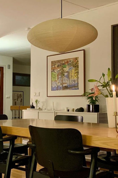 Hanglamp Japandi Washi Papier met Ovale Kap en Verstelbare Kabel