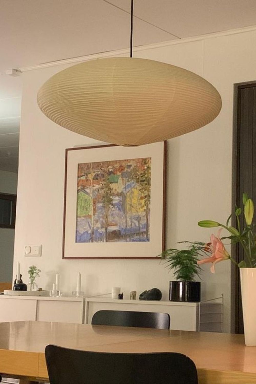 Hanglamp Japandi Washi Papier met Ovale Kap en Verstelbare Kabel