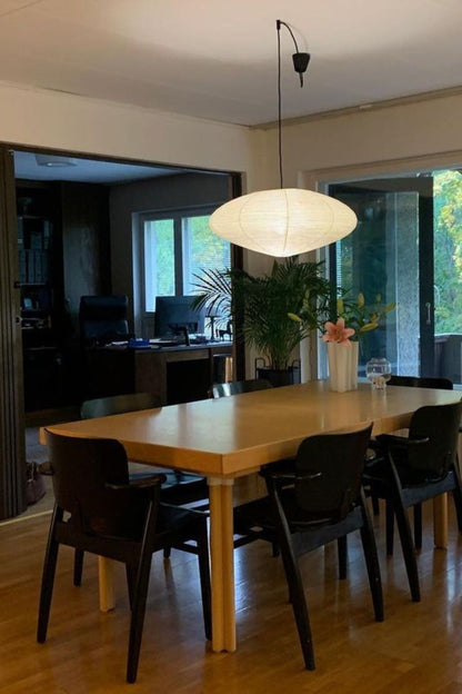 Hanglamp Japandi Washi Papier met Ovale Kap en Verstelbare Kabel