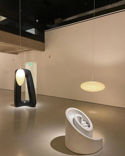 Hanglamp Japandi Washi Papier met Ovale Kap en Verstelbare Kabel