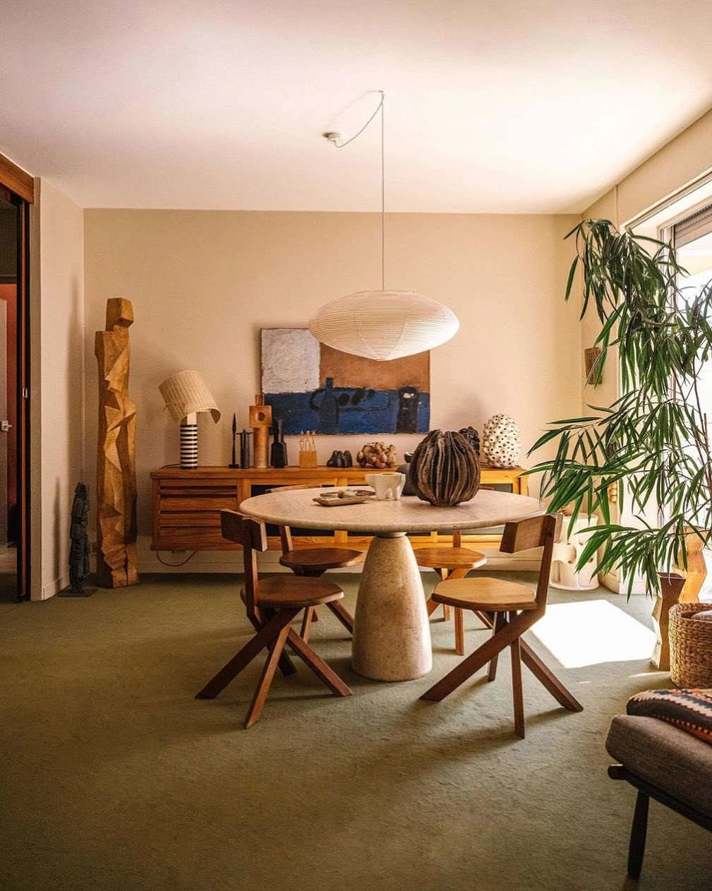 Hanglamp Japandi Washi Papier met Ovale Kap en Verstelbare Kabel
