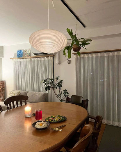 Hanglamp Japandi Washi Papier met Ovale Kap en Verstelbare Kabel