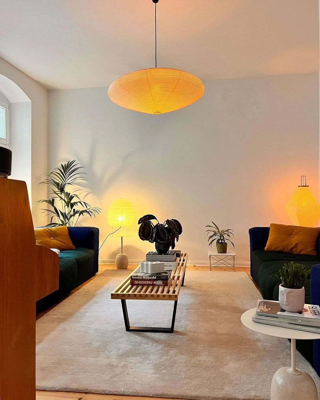 Hanglamp Japandi Washi Papier met Ovale Kap en Verstelbare Kabel