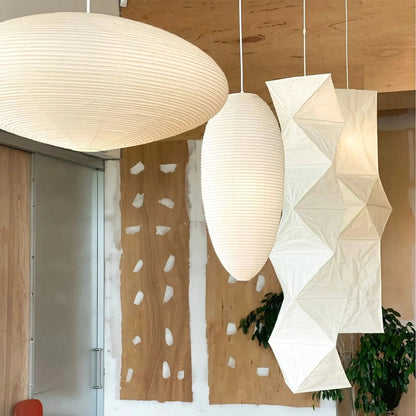 Hanglamp Japandi Washi Papier met Ovale Kap en Verstelbare Kabel