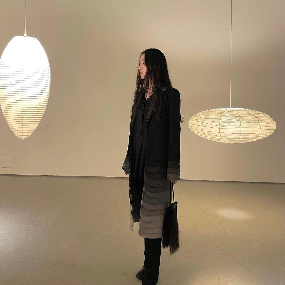 Hanglamp Japandi Washi Papier met Ovale Kap en Verstelbare Kabel