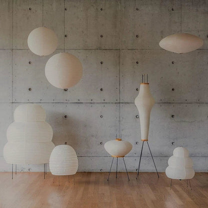 Hanglamp Japandi Washi Papier met Ovale Kap en Verstelbare Kabel