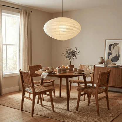 Hanglamp Japandi Washi Papier met Ovale Kap en Verstelbare Kabel
