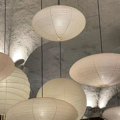 Hanglamp Japandi Washi Papier met Ovale Kap en Verstelbare Kabel