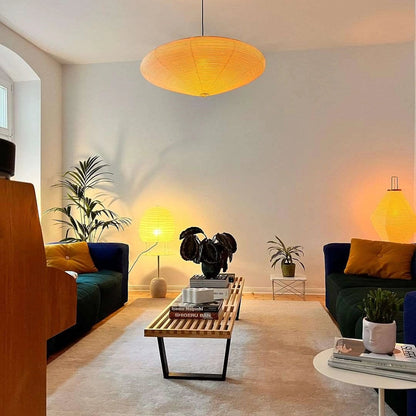 Hanglamp Japandi Washi Papier met Ovale Kap en Verstelbare Kabel