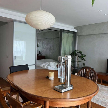 Hanglamp Japandi Washi Papier met Ovale Kap en Verstelbare Kabel