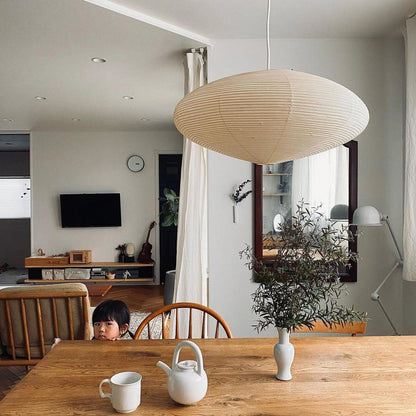 Hanglamp Japandi Washi Papier met Ovale Kap en Verstelbare Kabel