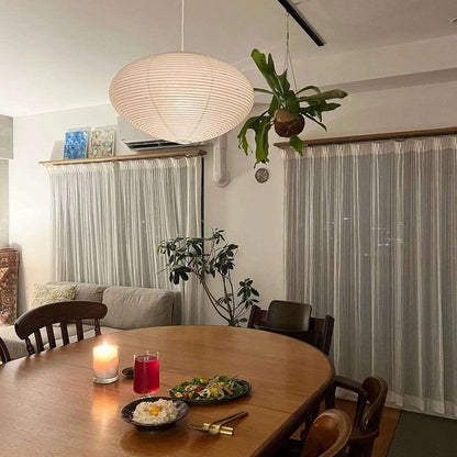 Hanglamp Japandi Washi Papier met Ovale Kap en Verstelbare Kabel