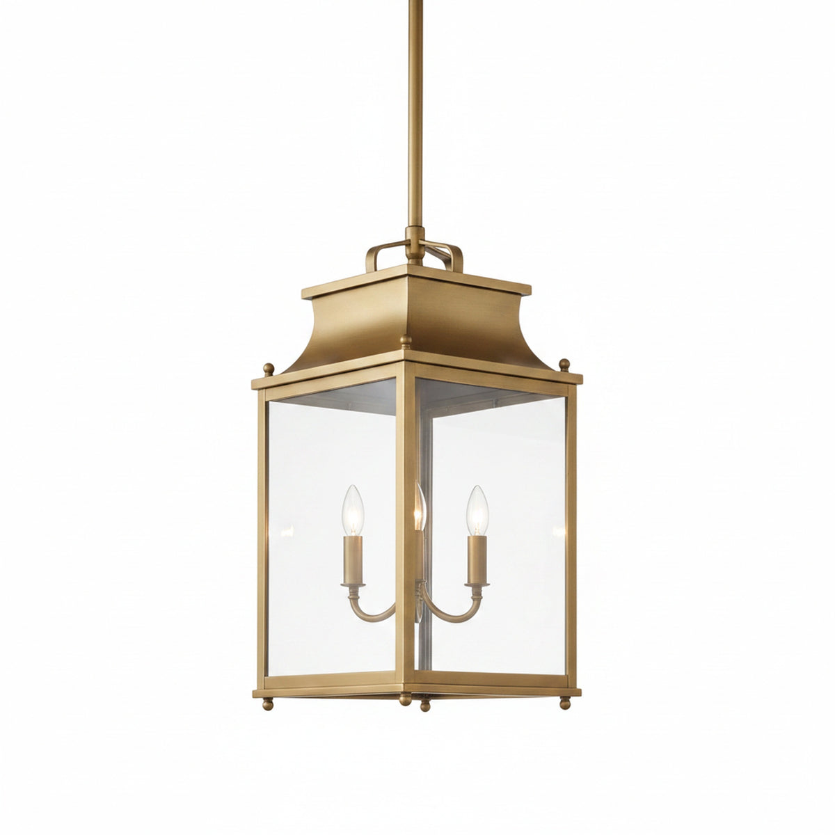 Hanglamp Klassiek Lantaarn met Helder Glas en 4 Lichtpunten voor Buiten