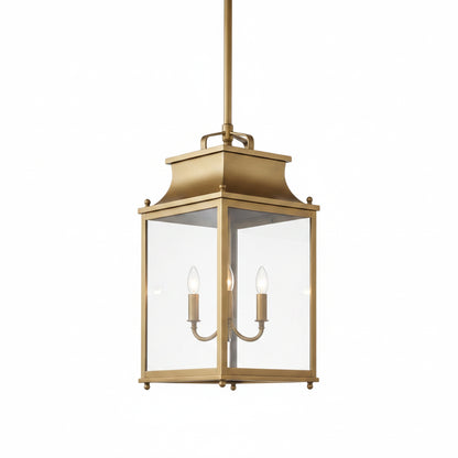 Hanglamp Klassiek Lantaarn met Helder Glas en 4 Lichtpunten voor Buiten