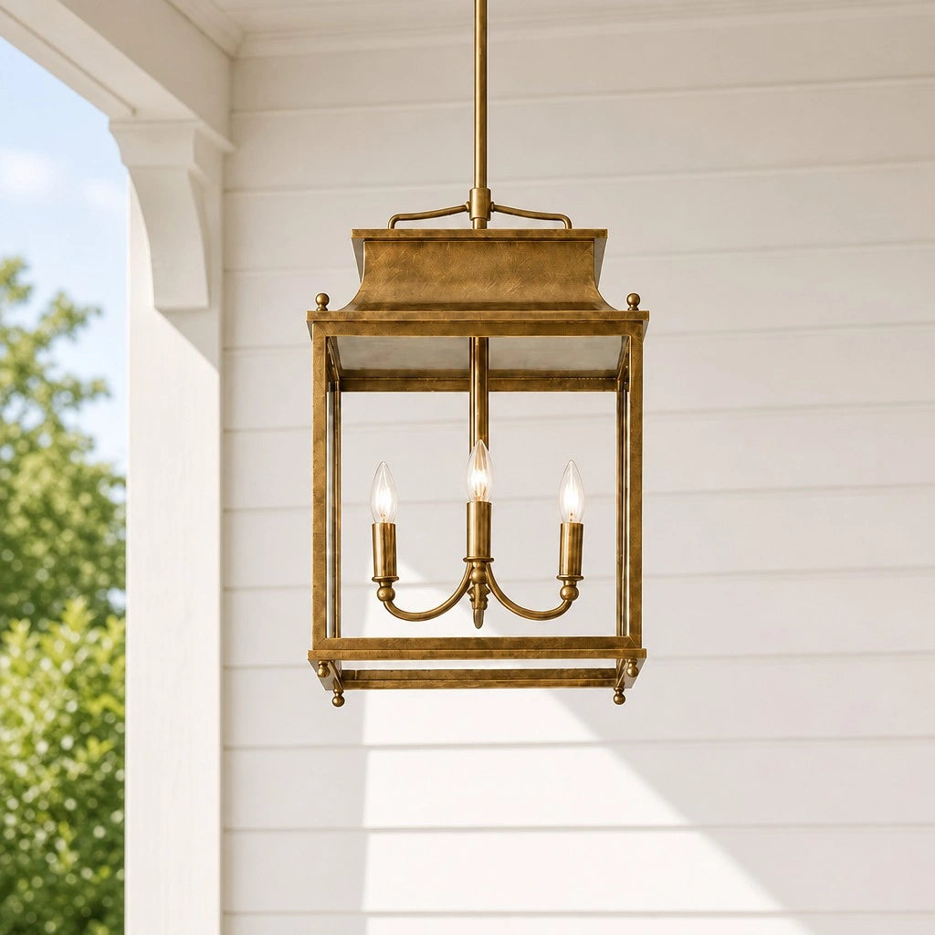 Hanglamp Klassiek Lantaarn met Helder Glas en 4 Lichtpunten voor Buiten
