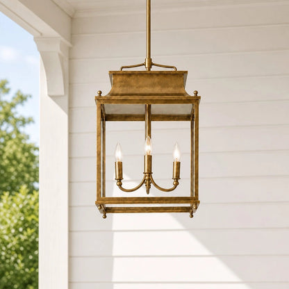 Hanglamp Klassiek Lantaarn met Helder Glas en 4 Lichtpunten voor Buiten