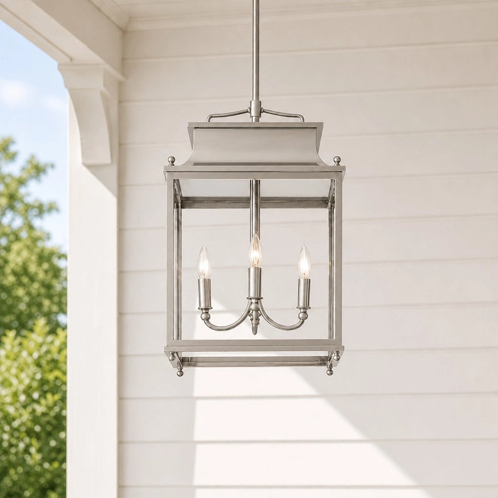 Hanglamp Klassiek Lantaarn met Helder Glas en 4 Lichtpunten voor Buiten ##POS:13##