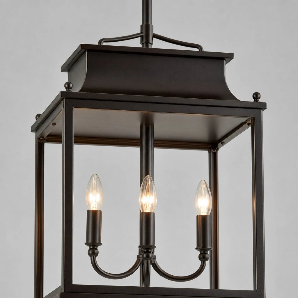 Hanglamp Klassiek Lantaarn met Helder Glas en 4 Lichtpunten voor Buiten ##POS:17##