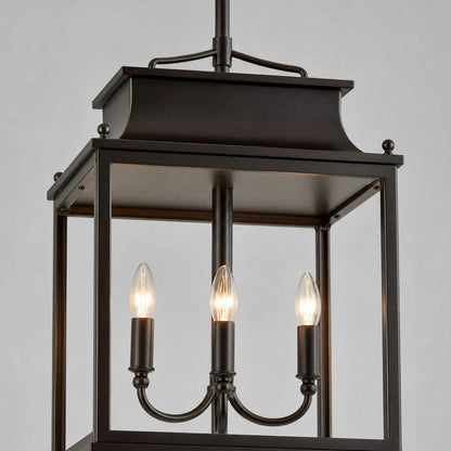 Hanglamp Klassiek Lantaarn met Helder Glas en 4 Lichtpunten voor Buiten ##POS:17##