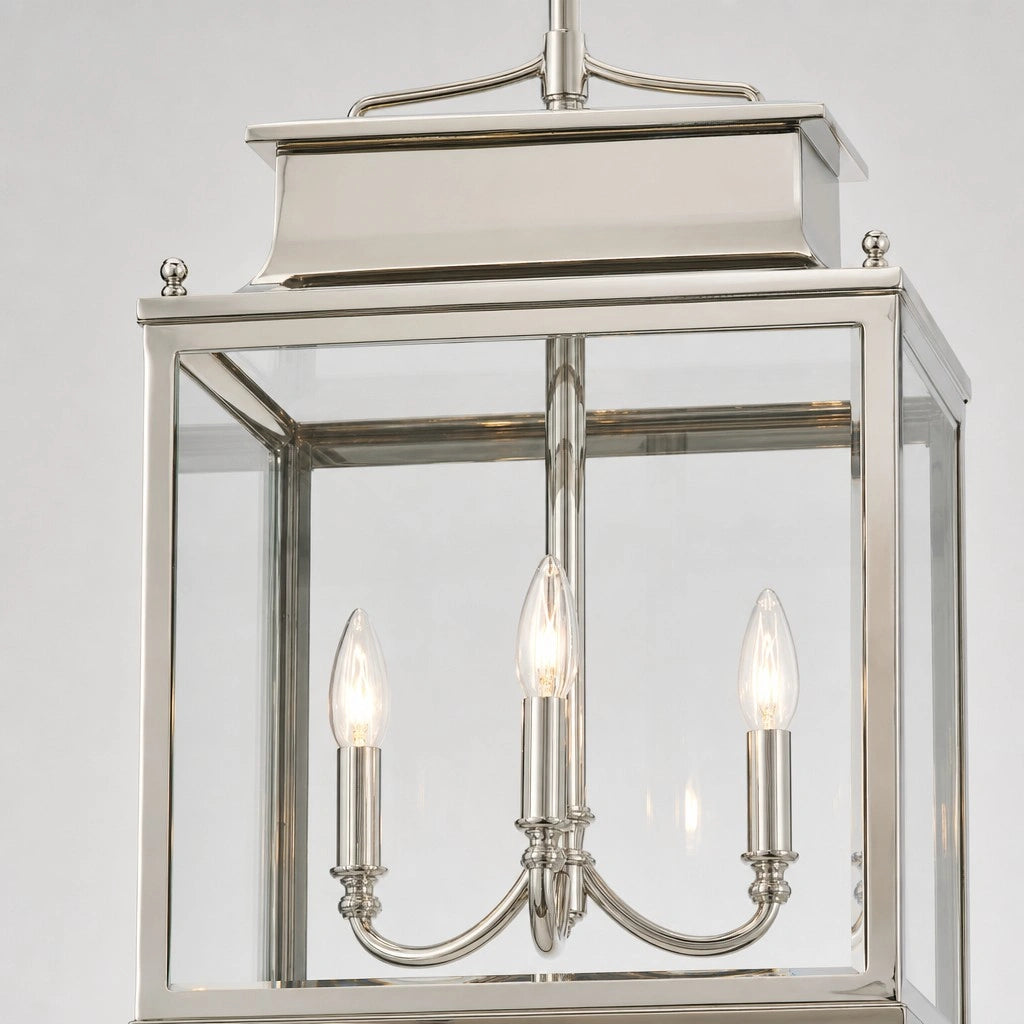 Hanglamp Klassiek Lantaarn met Helder Glas en 4 Lichtpunten voor Buiten