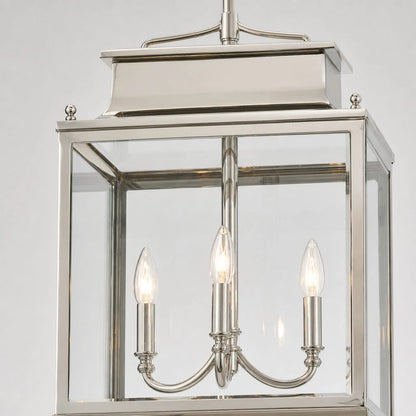 Hanglamp Klassiek Lantaarn met Helder Glas en 4 Lichtpunten voor Buiten