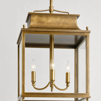 Hanglamp Klassiek Lantaarn met Helder Glas en 4 Lichtpunten voor Buiten
