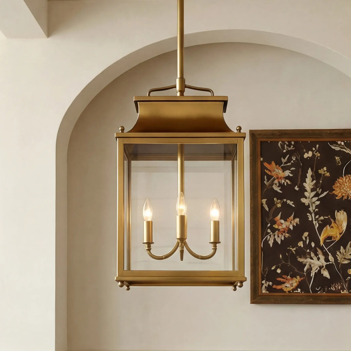 Hanglamp Klassiek Lantaarn met Helder Glas en 4 Lichtpunten voor Buiten